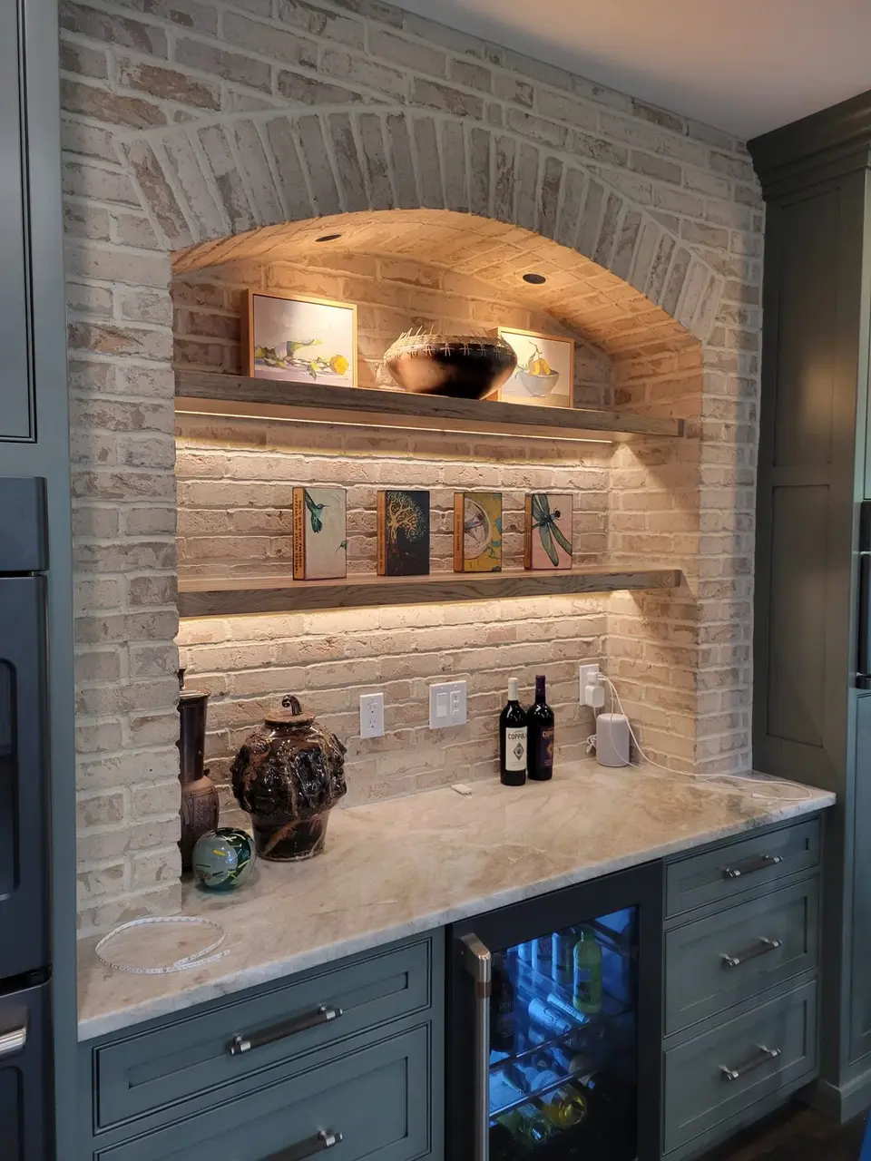 Brick wine alcove detail
